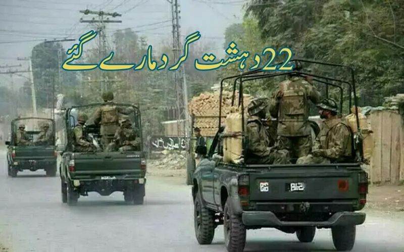 پاکستان:خیبرپختونخوا میں انٹیلی جنس کی بنیاد پر آپریشن میں 22 دہشت گرد ہلاک 